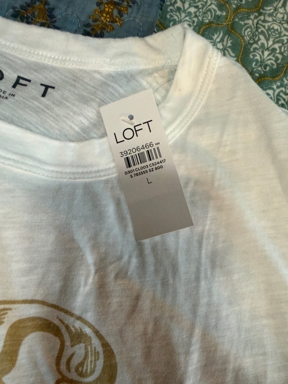 LOFT White Short-Sleeve Tee with Gold LOVE Graphic - Picture 2 of 3